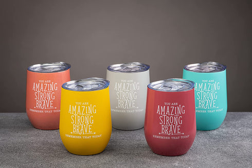 DiverseBee Inspirational Thank You Gifts for Women, Mom, Sister, Wife, Girlfriend, Boss, Coworker, Nurses, Best Friend, Encouragement Birthday Wine Gifts - Insulated Wine Tumbler Cup with Lid (Ruby)